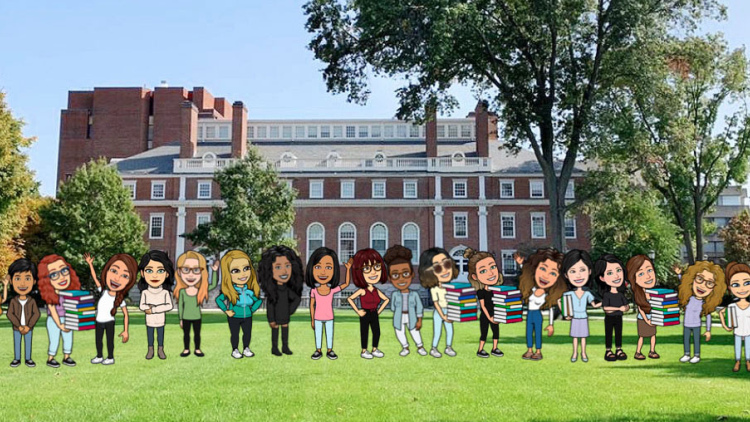 L&L cohort ilustrations in front of Longfellow