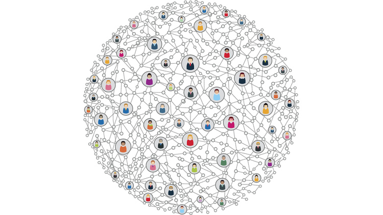 Illustration of a network of people connected across the world
