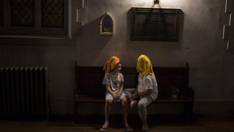 Two girls talking