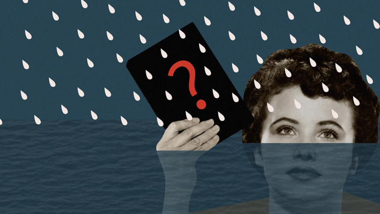 Illustration of teacher in the rain